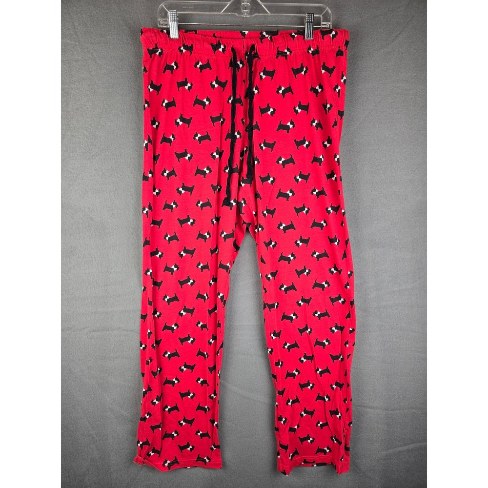 Nap Chat Pajama Pants Womens Medium Red Scottie Dog Print Lounge Sleepwear Cozy